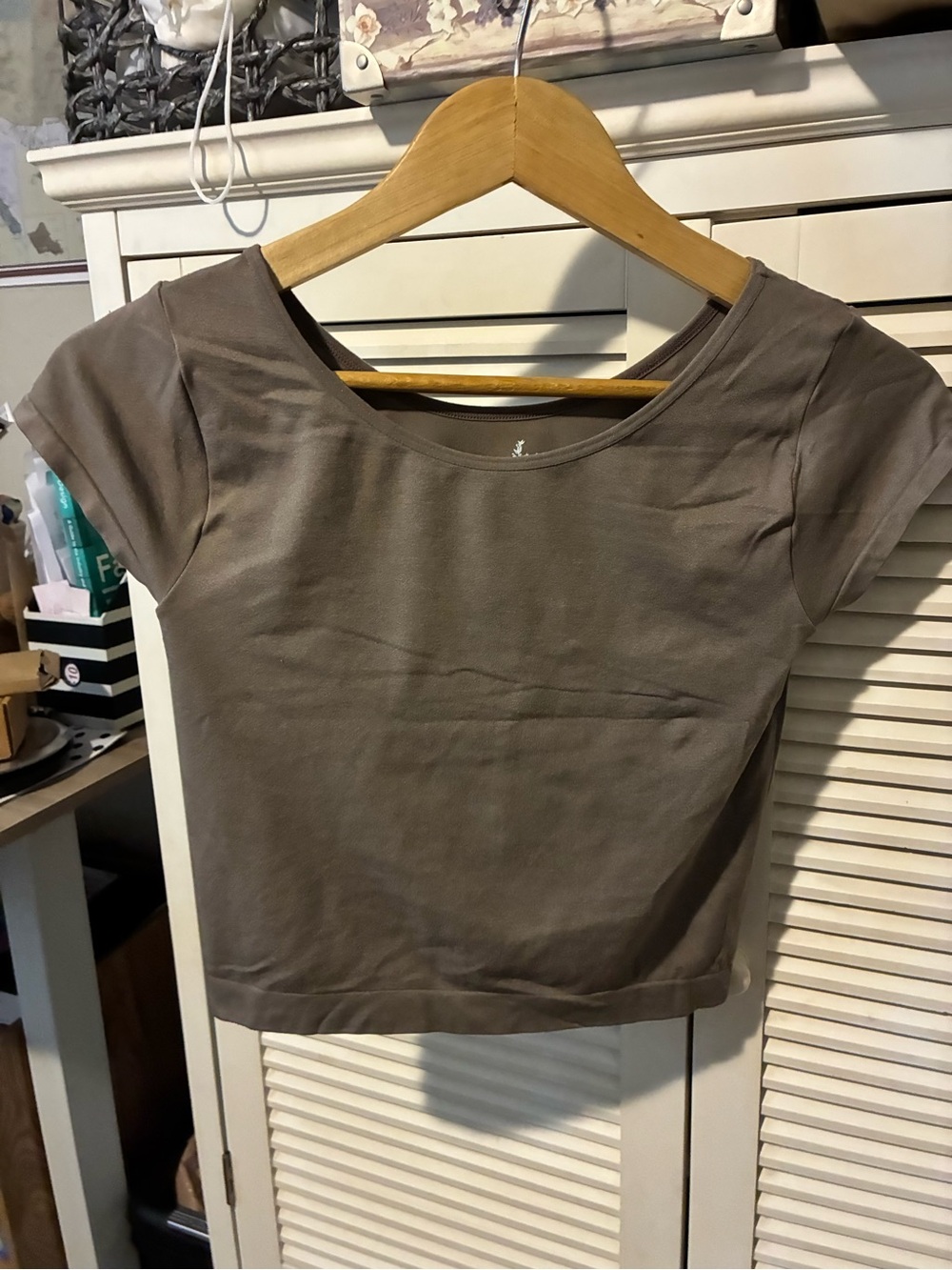 Free People Scoop Neck Crop Top in Taupe